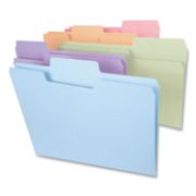 Picture of Smead® SuperTab Colored File Folders, 1/3-Cut Tabs, Legal Size, 11 pt. Stock, Assorted Pastel Colors, 100/Box