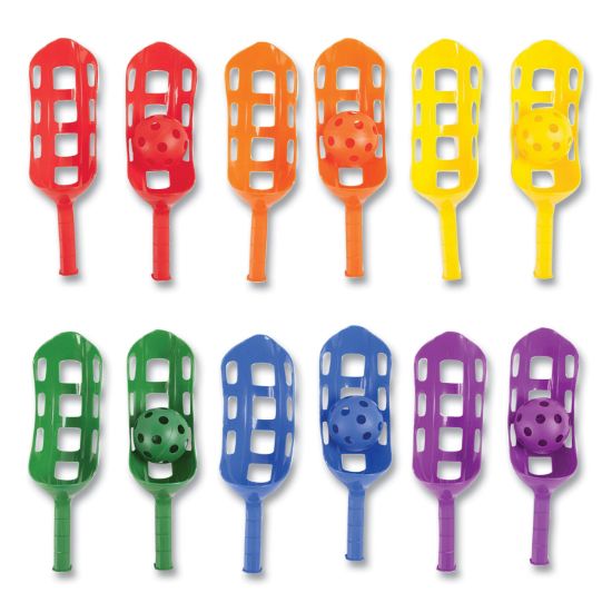 Picture of Champion Sports Scoop Ball Set, Plastic, Assorted Colors, 2 Scoops/1 Ball Per Set, 6 Sets
