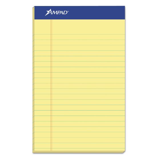 Picture of Ampad® Perforated Writing Pad, Narrow, 5 x 8, Canary, 50 Sheets, Dozen