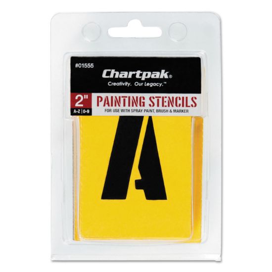 Picture of Chartpak® Painting Stencil Set, A-Z Set/0-9, Manila, 35/Set