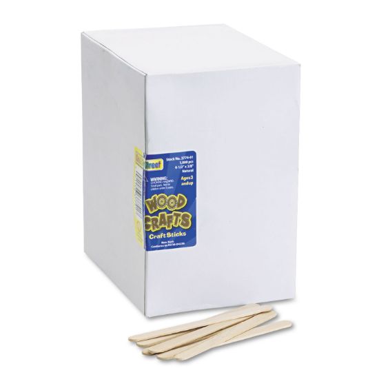 Picture of Chenille Kraft® Natural Wood Craft Sticks, 4 1/2 x 3/8, Wood, Natural, 1000/Box