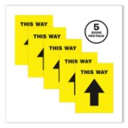 Picture of Avery® Social Distancing Floor Decals, 8.5 x 11, This Way, Yellow Face, Black Graphics, 5/Pack