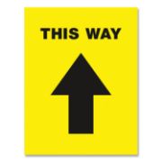 Picture of Avery® Social Distancing Floor Decals, 8.5 x 11, This Way, Yellow Face, Black Graphics, 5/Pack