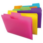 Picture of Smead® Top Tab Poly Colored File Folders, 1/3-Cut Tabs, Letter Size, Assorted, 18/Pack
