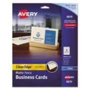 Picture of Avery® True Print Clean Edge Business Cards, Inkjet, 2 x 3 1/2, Ivory, 200/Pack