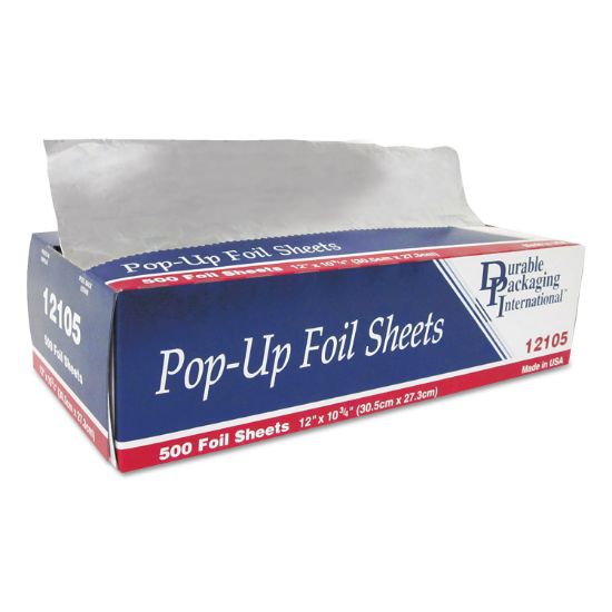 Picture of Durable Packaging Pop-Up Aluminum Foil Sheets, 12" x 10 3/4", 500/Box, 6 Boxes/Carton