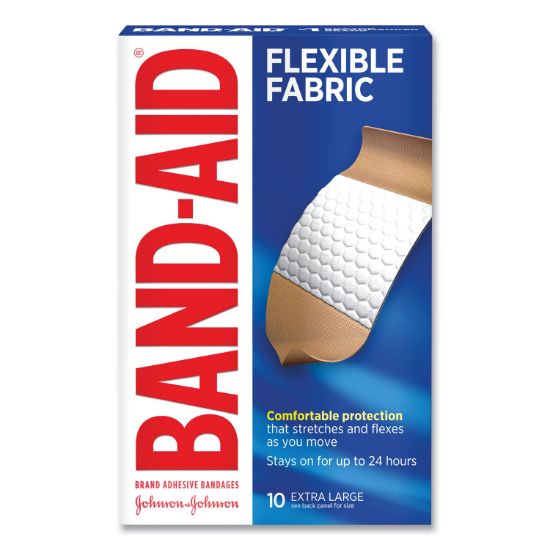 Picture of BAND-AID® Flexible Fabric Extra Large Adhesive Bandages, 1 1/4" x 4", 10/Box