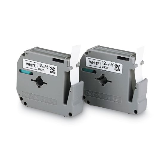 Picture of Brother P-Touch® M Series Tape Cartridges for P-Touch Labelers, 1/2"w, Black on White, 2/Pack