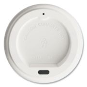 Picture of Perk™ Plastic Hot Cup Lids, Fits 8 oz Cups, White, 50/Pack