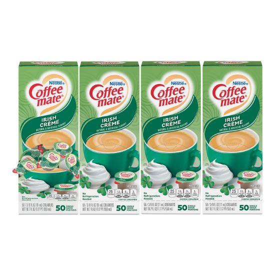 Picture of Coffee-mate® Liquid Coffee Creamer, Irish Crème, 0.375 oz Mini Cups, 50/Box, 4 Box/Carton
