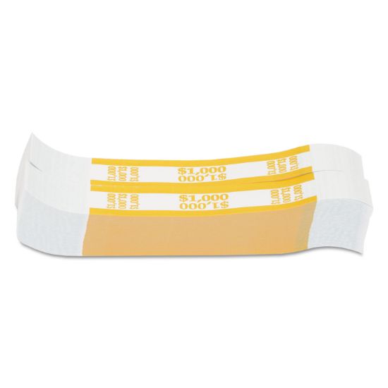 Picture of Coin-Tainer® Currency Straps, Yellow, $1,000 in $10 Bills, 1000 Bands/Pack