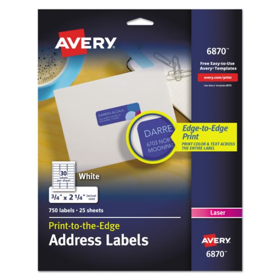 Picture of Avery® Vibrant Color-Printing Return Address Labels, 3/4 x 2 1/4, White, 750/PK