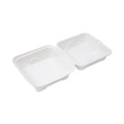 Picture of Eco-Products® Renewable & Compostable Sugarcane Clamshells - 6" x 6" x 3", 50/PK, 10 PK/CT