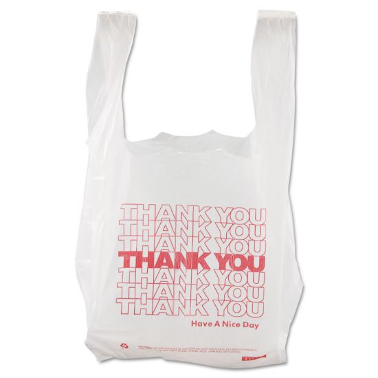 Picture of Barnes Paper Company Thank You High-Density Shopping Bags, 8w x 4d x 16h, White