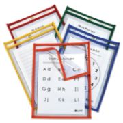Picture of C-Line® Reusable Dry Erase Pockets, Easy Load, 9 x 12, Assorted Primary Colors, 25/Pack