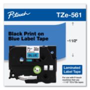 Picture of TZE STANDARD ADHESIVE LAMINATED LABELING TAPE, 1.4" X 26.2 FT, BLACK ON BLUE