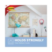 Picture of Command™ Clear Hooks & Strips, Plastic, Medium, 50 Hooks w/50 Adhesive Strips per Carton