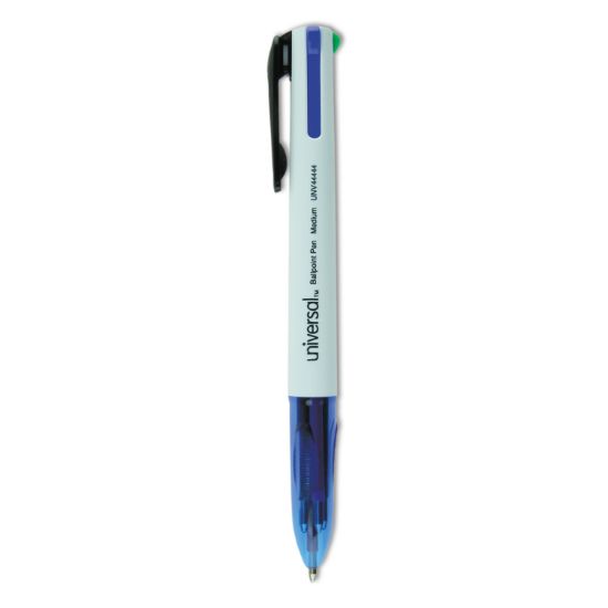 Picture of Universal™ Retractable 4-Color Pen, 1 mm, Medium, Assorted Ink, 3/PK