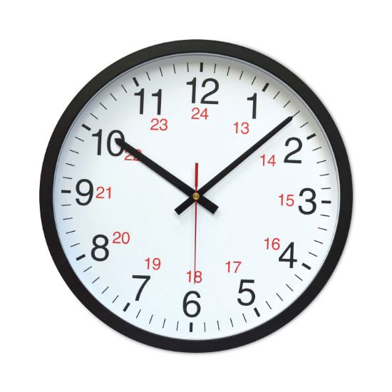 Picture of Universal® 24-Hour Round Wall Clock, 12 5/8", Black