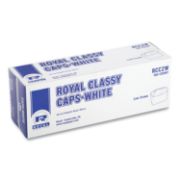 Picture of Royal Classy Cap, Crepe Paper, White, Adjustable, One Size, 100 Caps/Pk, 10 Pks/Carton