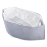 Picture of Royal Classy Cap, Crepe Paper, White, Adjustable, One Size, 100 Caps/Pk, 10 Pks/Carton
