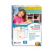 Picture of C-Line® Reusable Dry Erase Pockets, 9 x 12, Assorted Primary Colors, 25/Box