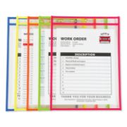 Picture of C-Line® Stitched Shop Ticket Holder, Neon, Assorted 5 Colors, 75", 9 x 12, 10/PK