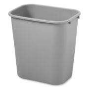 Picture of Rubbermaid® Commercial Deskside Plastic Wastebasket, Rectangular, 7 gal, Gray