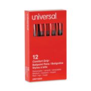 Picture of Universal® Economy Retractable Ballpoint Pen, Red Ink, Clear, 1mm, Dozen