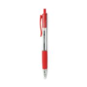 Picture of Universal® Economy Retractable Ballpoint Pen, Red Ink, Clear, 1mm, Dozen