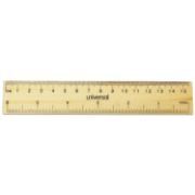 Picture of Universal® Flat Wood Ruler, Standard/Metric, 6"