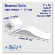 Picture of Alliance Thermal Cash Register/POS Roll, 3" x 80 ft, White, 36/Carton