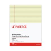 Picture of Universal® Glue Top Writing Pads, Legal Rule, Letter, Canary, 50 Sheet Pads/Pack, Dozen