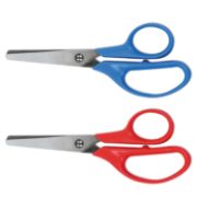 Picture of Universal® Kids' Scissors, 5" Length, 1 3/4" Cut, Rounded, Blue; Red, 2 per pack