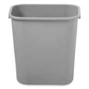 Picture of Rubbermaid® Commercial Deskside Plastic Wastebasket, Rectangular, 7 gal, Gray