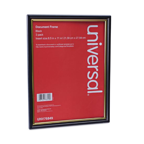 Picture of Universal® Plastic Easy Mount Frame for 8 1/2 x 11 Insert, 3/Pack, Black