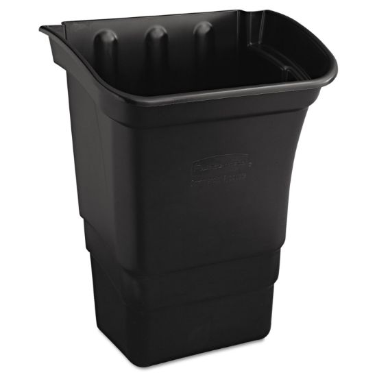 Picture of Rubbermaid® Commercial Optional Utility Cart Refuse/Utility Bin, Rectangular, 8gal, Black