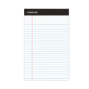 Picture of Universal® Premium Ruled Writing Pads, White, 5 x 8, Legal Rule, 50 Sheets, 12 Pads