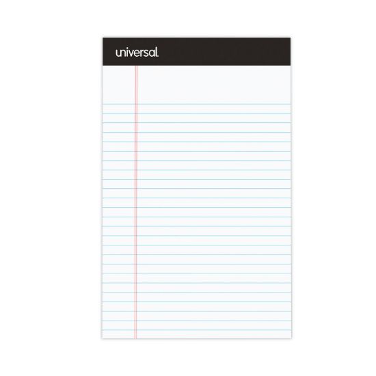 Picture of Universal® Premium Ruled Writing Pads, White, 5 x 8, Legal Rule, 50 Sheets, 12 Pads