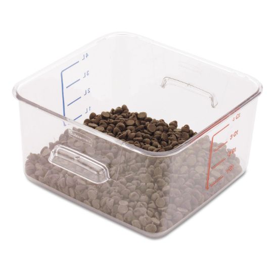 Picture of Rubbermaid® Commercial SpaceSaver Square Containers, 4qt, 8 4/5w x 8 3/4d x 4 3/4h, Clear