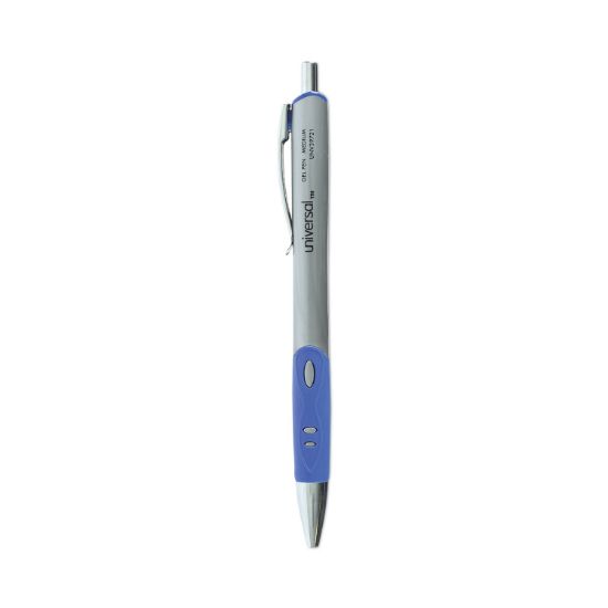 Picture of Universal® Roller Ball Retractable Gel Pen, Blue Ink, Medium, Dozen