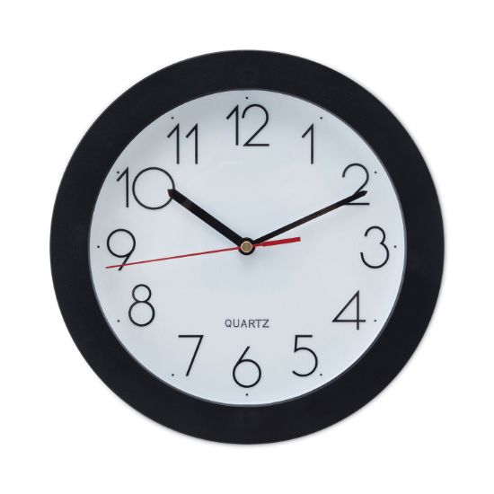 Picture of Universal® Round Wall Clock, 9 3/4", Black
