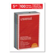 Picture of Universal® Self-Stick Notes, 4 x 6, Lined, Assorted Pastel Colors, 100-Sheet, 5/Pack