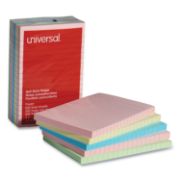 Picture of Universal® Self-Stick Notes, 4 x 6, Lined, Assorted Pastel Colors, 100-Sheet, 5/Pack