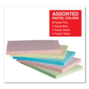 Picture of Universal® Self-Stick Notes, 4 x 6, Lined, Assorted Pastel Colors, 100-Sheet, 5/Pack