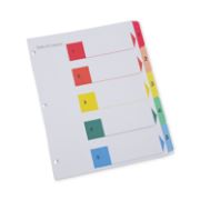 Picture of Universal® Table of Contents Dividers, Assorted Color 5-Tab, 1-5, Letter, White, 6/Pack