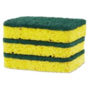 Picture of S.O.S.® Heavy Duty Scrubber Sponge, 3/Pk, 2 1/2 x 4 1/2, .9" Thick, Yellow-Green, 24/Ctn