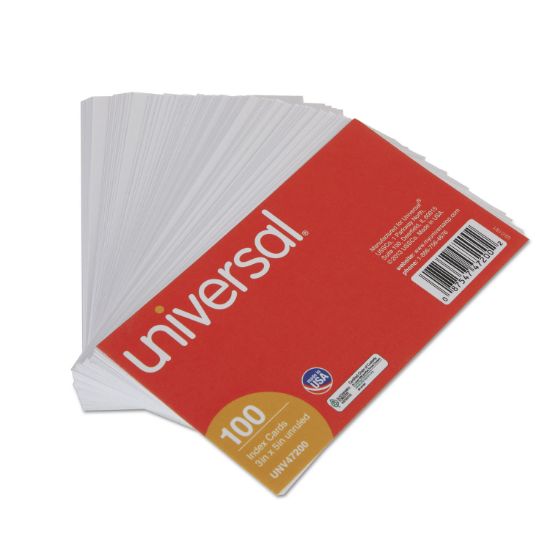 Picture of Universal® Unruled Index Cards, 3 x 5, White, 100/Pack