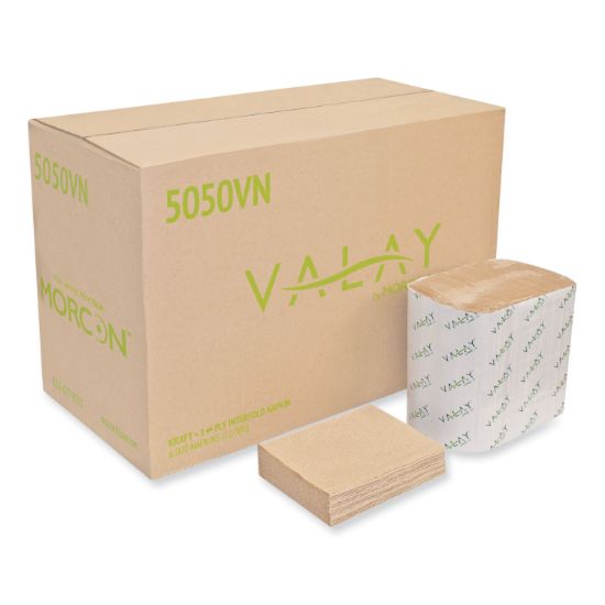 Picture of VALAY INTERFOLDED NAPKINS, 1-PLY, 6.3 X 8.85, KRAFT, 6,000/CARTON