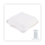 Picture of VANGUARD RENEWABLE AND COMPOSTABLE SUGARCANE CLAMSHELLS, 1-COMPARTMENT, 8 X 8 X